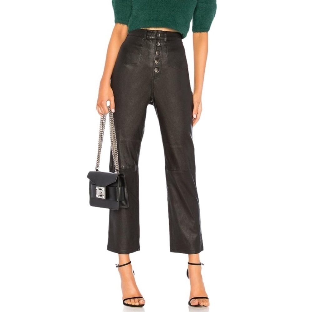L’Academie Kane High Rise Genuine Leather Pants XS